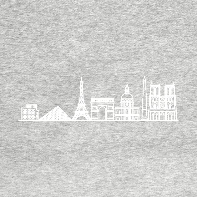 Paris Skyline in white with details by Mesyo